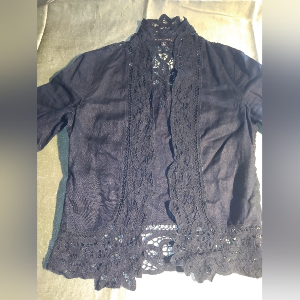 Elegant Black Lace Trim Sweater